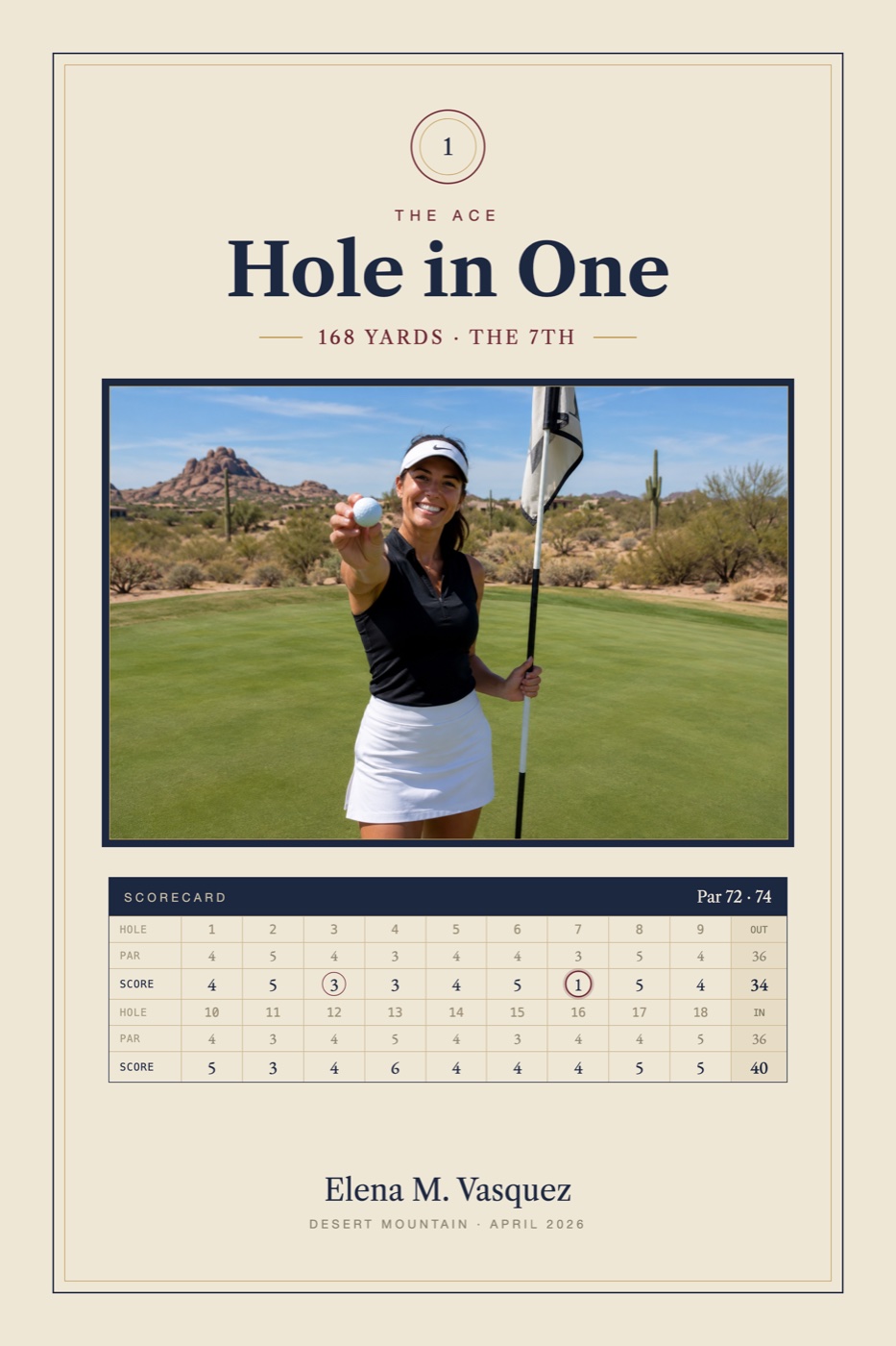 Hole-in-One memory print — Heritage design